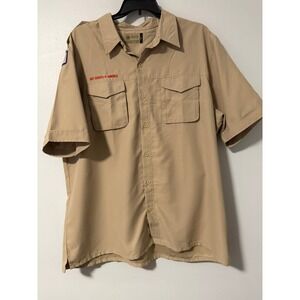 Boy Scouts of America BSA Men's 2XL Tan Short Sleeve Uniform Shirt Vented Poly